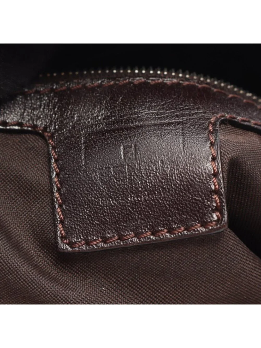 Fendi Shoulder Bag Zucca Brown Canvas Leather